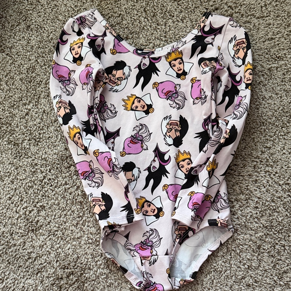 Girls' Long-Sleeve One-Piece Bodysuit in Light Pink with Character Print